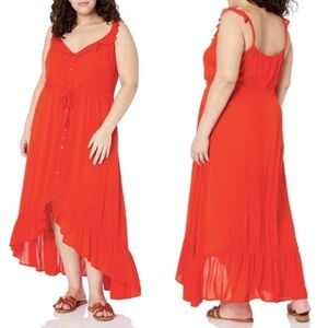 City Chic High Low Tigerlily Ruffle Maxi Dress Size 14 XS Feminine Vacation Sexy